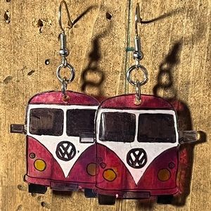 Pink VW Bus Drop Earrings